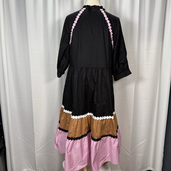 Crosby by Mollie Burch Colorblock Talulah Midi Dress Women's Size Medium Black - Picture 6 of 11